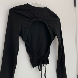 Asos open back long sleeve cropped top